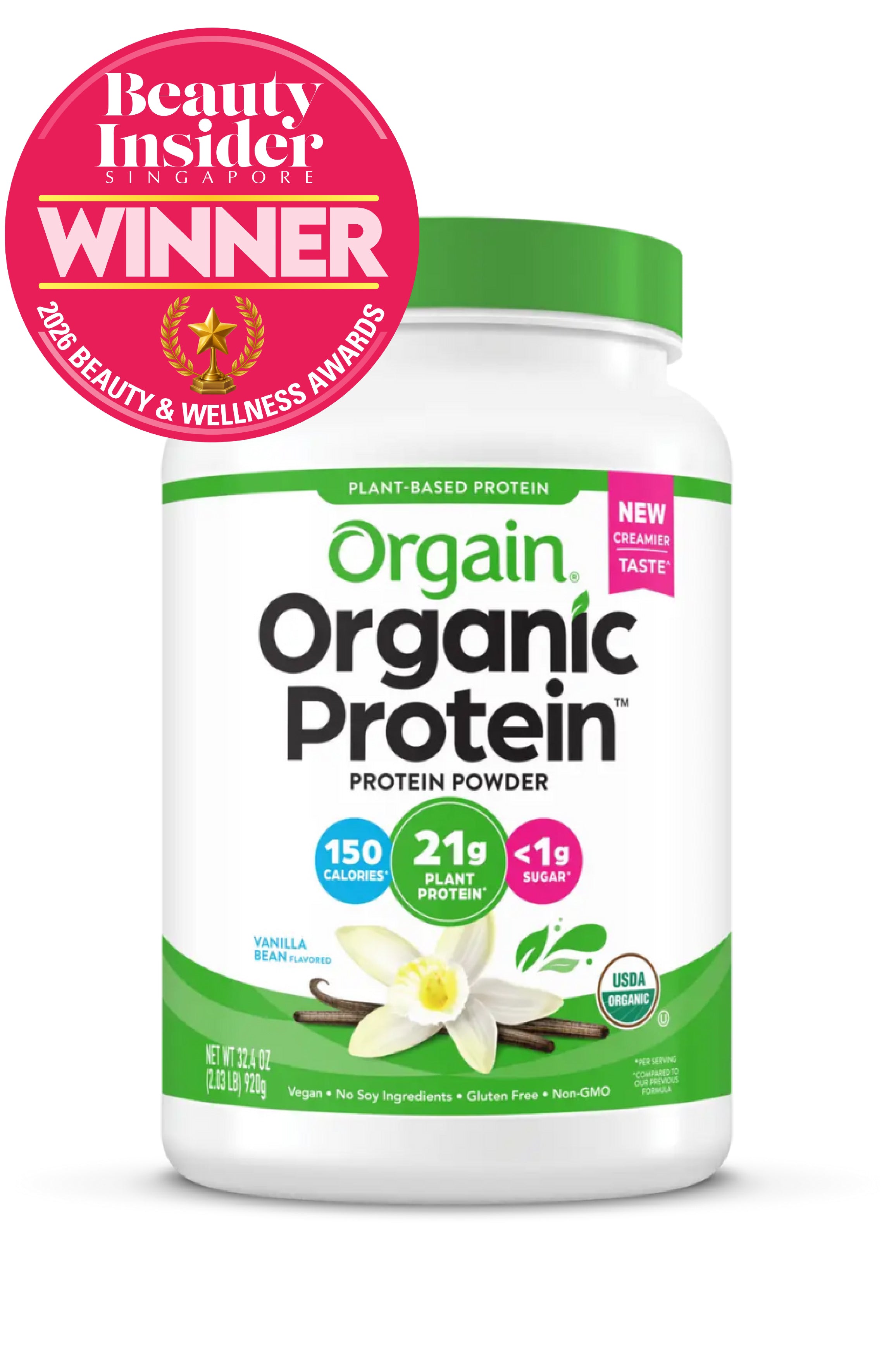 Orgain Organic Protein Plant Based Protein Powder Vanilla Bean 2.03lb