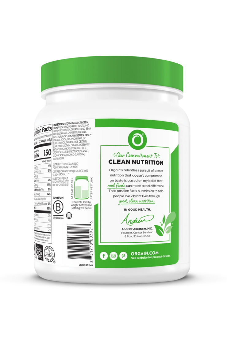 Orgain Organic Protein Plant Based Protein Powder Vanilla Bean 1.02lb