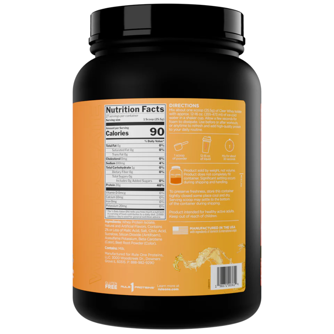 Rule One Protein Clear Isolate Peach Mango 1.52lb