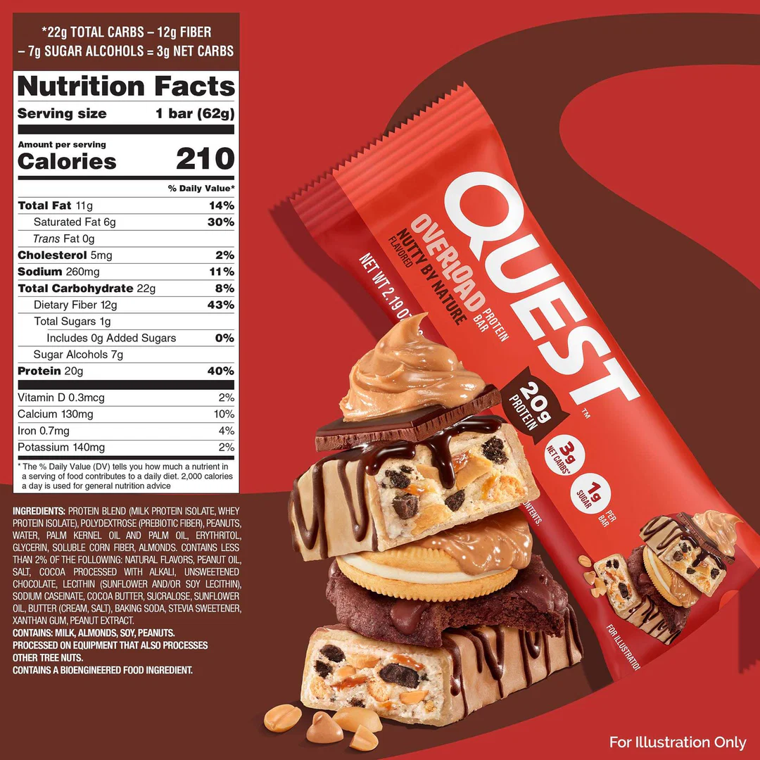 Quest Overload Protein Bar - Nutty By Nature (12 x 58g)