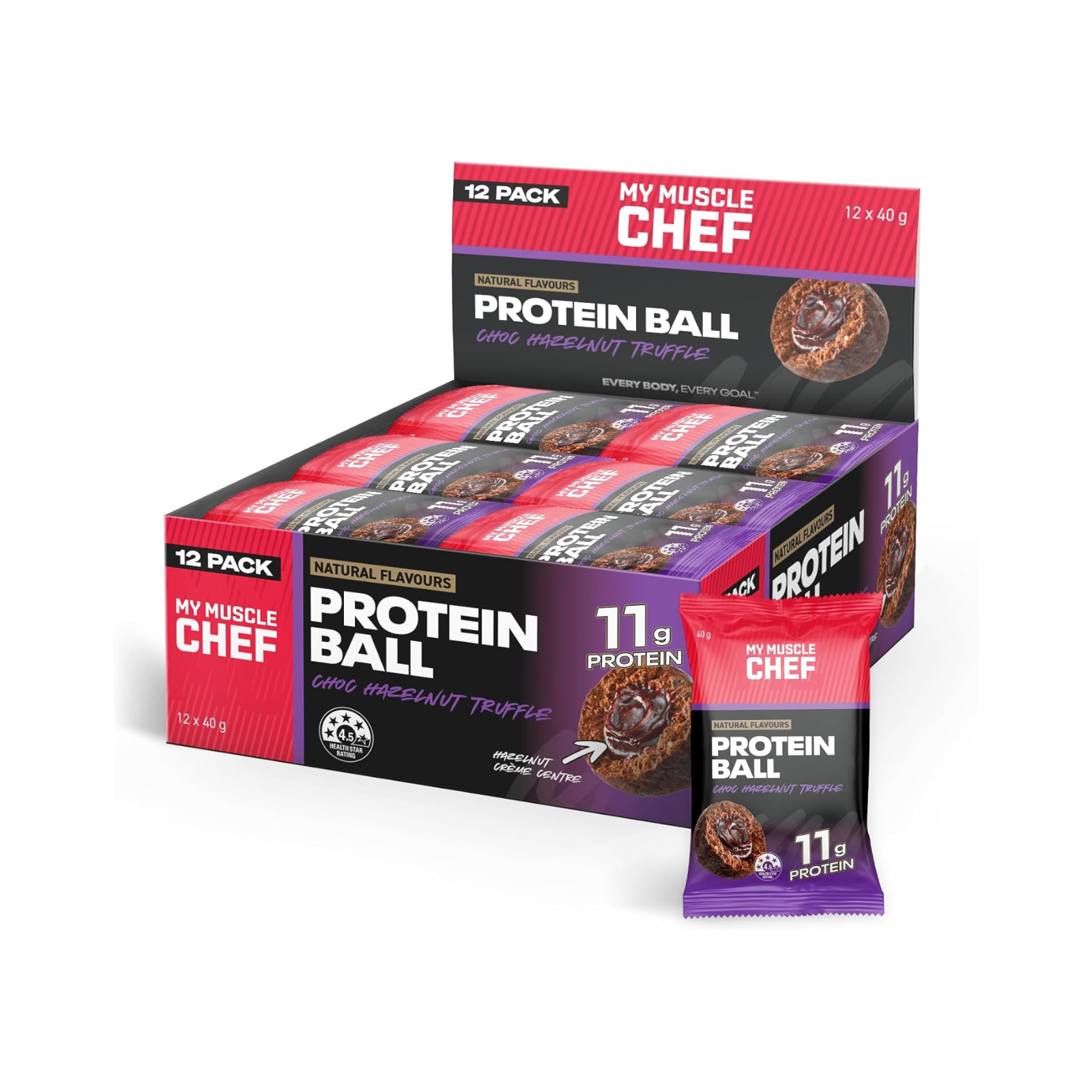 Muscle Chef Choc Hazelnut Truffle Protein Ball (12 x 40g)
