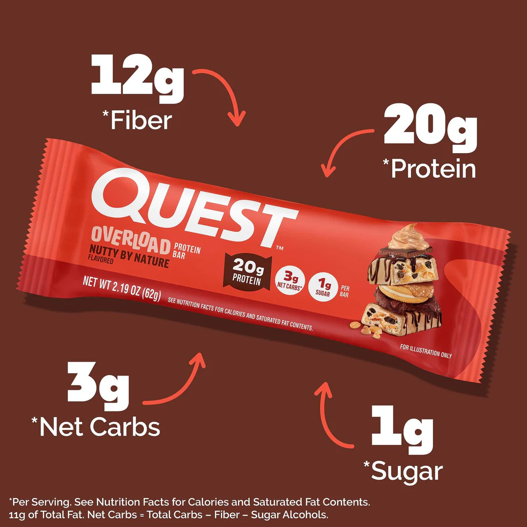 Quest Overload Protein Bar - Nutty By Nature (12 x 58g)
