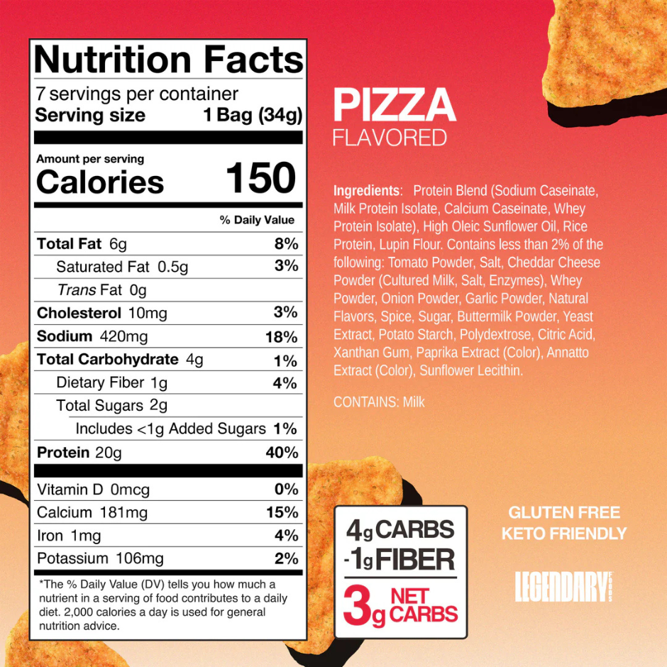 Legendary Protein Popped Chips High Protein Pizza (Box of 7 x 34g)