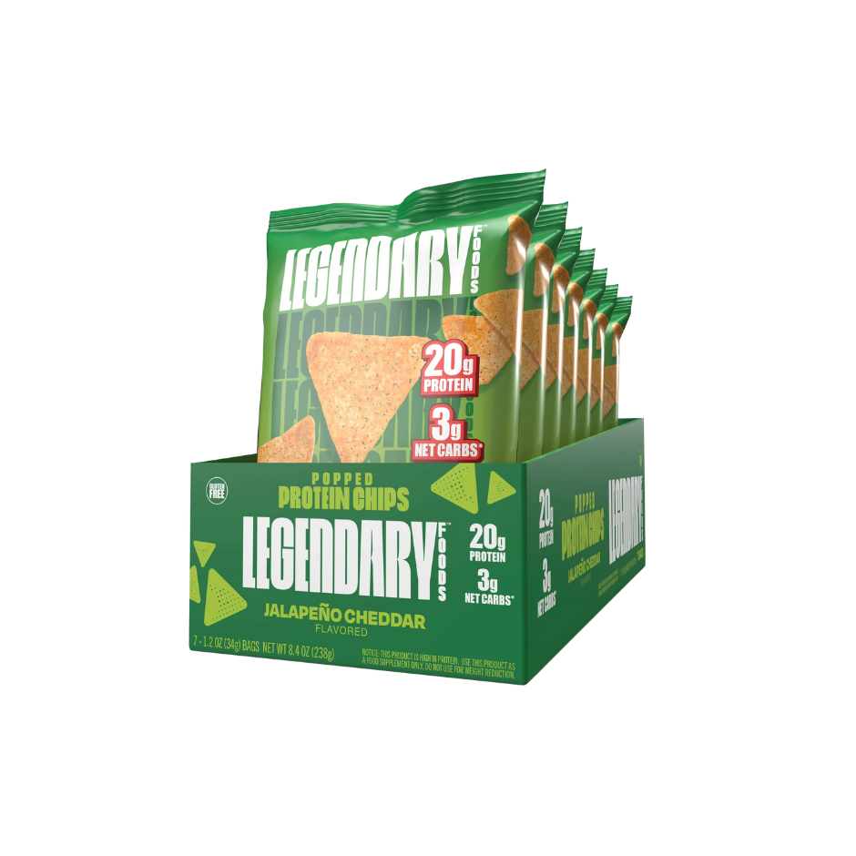 Legendary Protein Popped Chips High Protein Jalapeno Cheddar (Box of 7 x 34g)