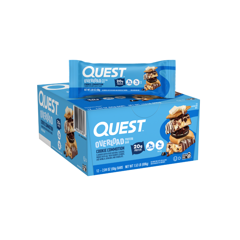 Quest Overload Protein Bar - Cookie Commotion (12 x 58g)
