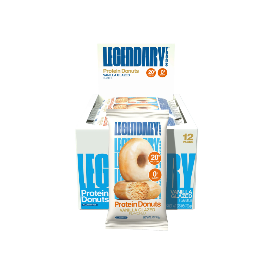 Legendary High Protein Donuts, Gluten-Free and Keto-Friendly - Vanilla Glaze (Box of 12 x 65g)