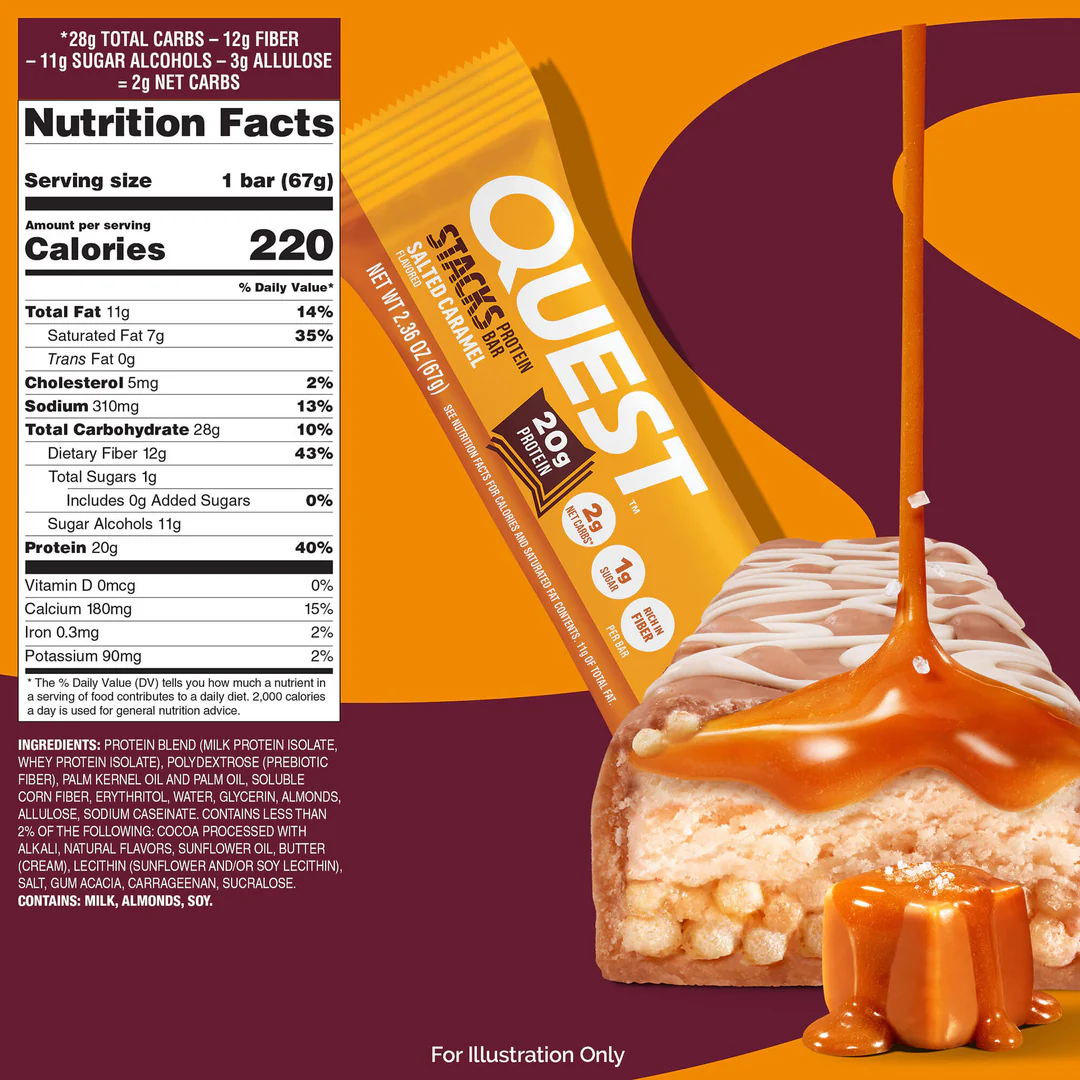 Quest Stack Protein Bars - Salted Caramel (12 x 67g)