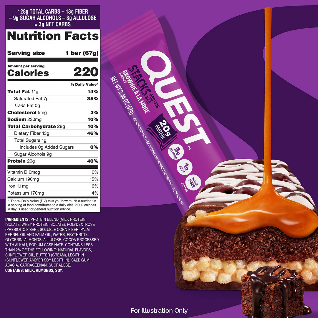 Quest Stack Protein Bars - Brownie a la Mode (12 x 67g)