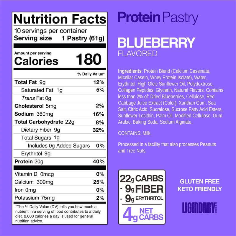 Legendary High Protein Pastry Blueberry (Box of 10)