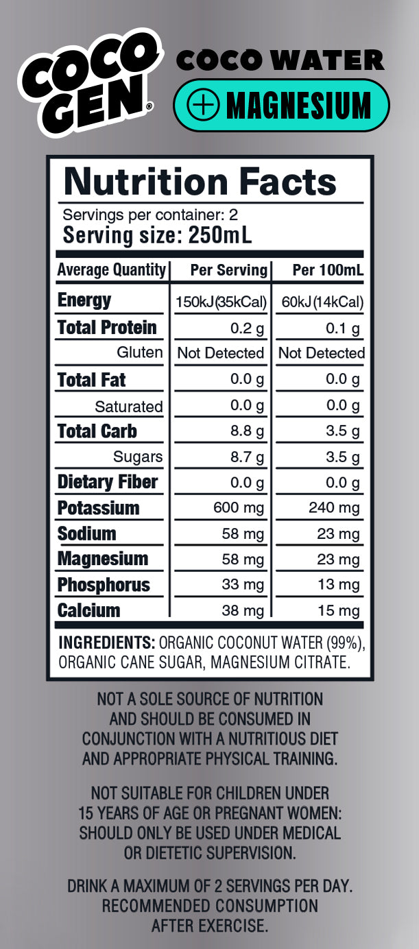 CocoGen Coconut Water + Magnesium (12 bottles x 500ml)