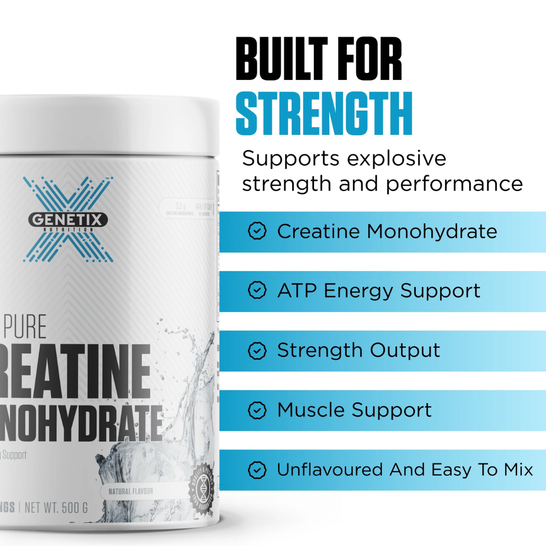 Genetix 100% Pure Creatine Monohydrate 500g Unflavoured