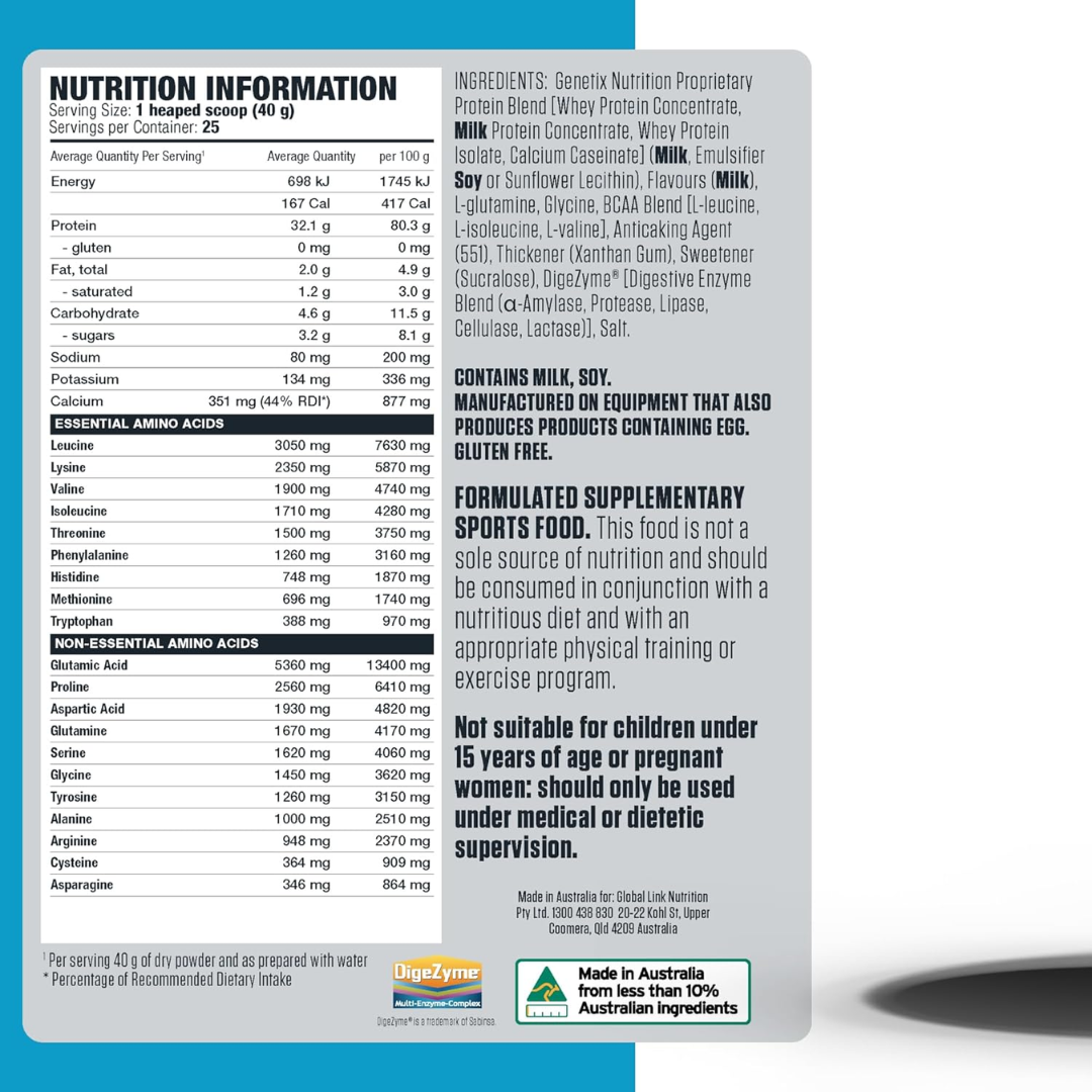 Genetix Premium Sustained Lean Whey Protein 400g Double Chocolate