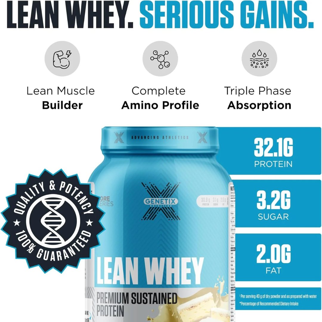 Genetix Premium Sustained Lean Whey Protein 400g Vanilla