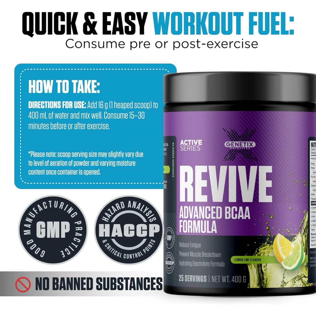 Genetix Revive Advanced BCAA 400g Lemon Lime