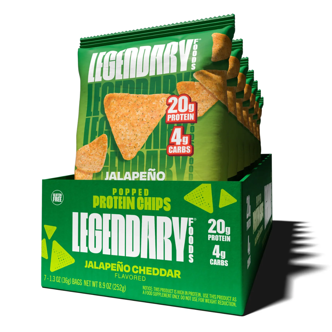 Legendary Protein Popped Chips High Protein Jalapeno Cheddar (Box of 7 x 34g)