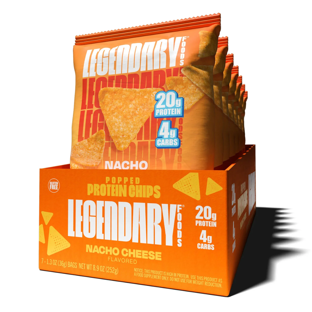Legendary Protein Popped Chips High Protein Nacho Cheese (Box of 7 x 34g)