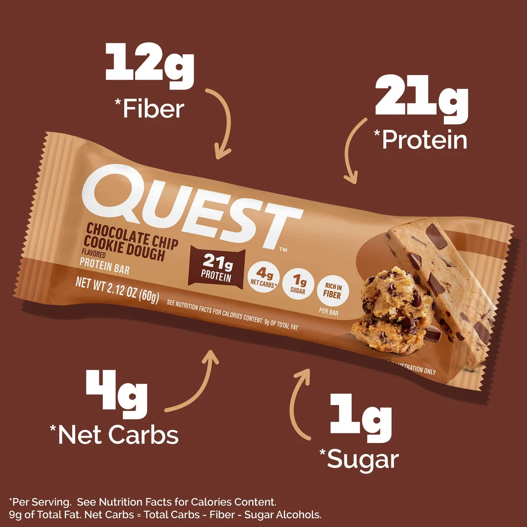 Quest Protein Bar Chocolate Chip Cookie Dough (12 x 50g)
