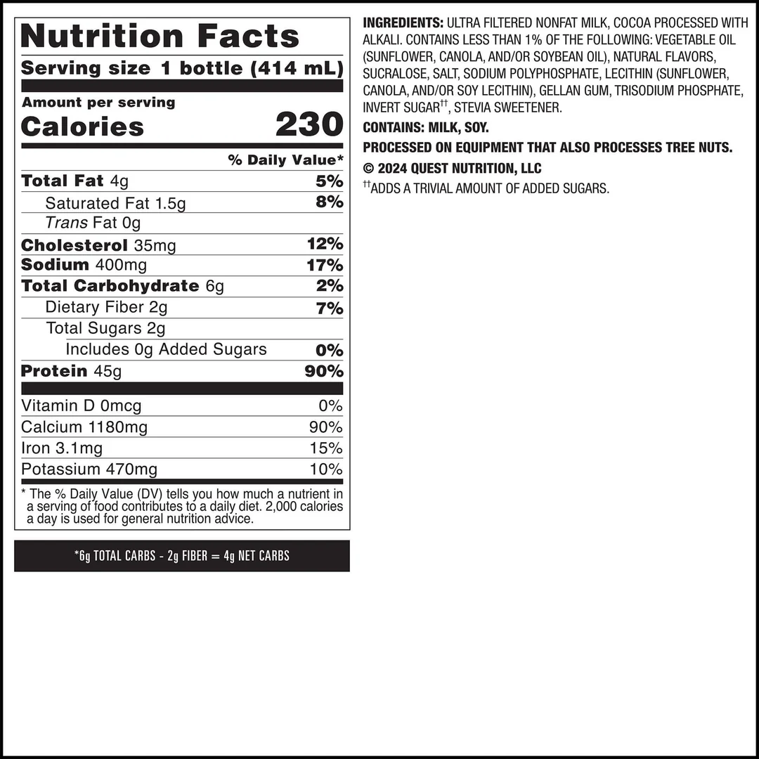 Quest 45g Chocolate Protein Milkshake (12 x 414ml)