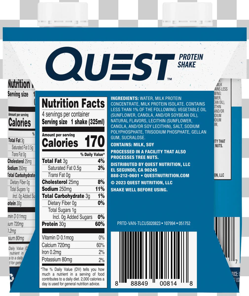 Quest Protein Vanilla Milkshake (12 x 325ml)