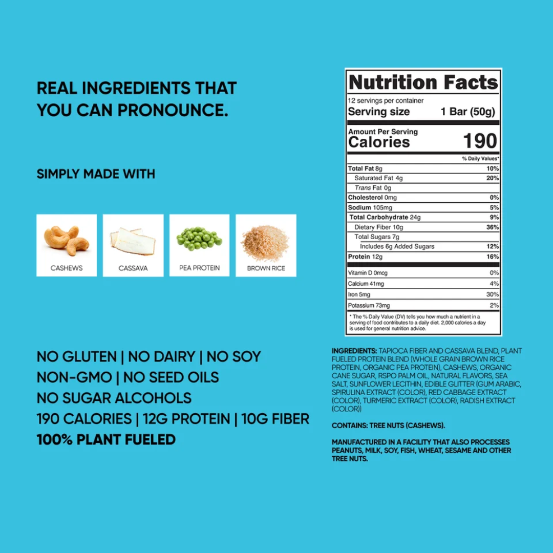 Trubar Plant Protein Bar - Shake it, Bake it, Birthday Cake it (12 x 50g)