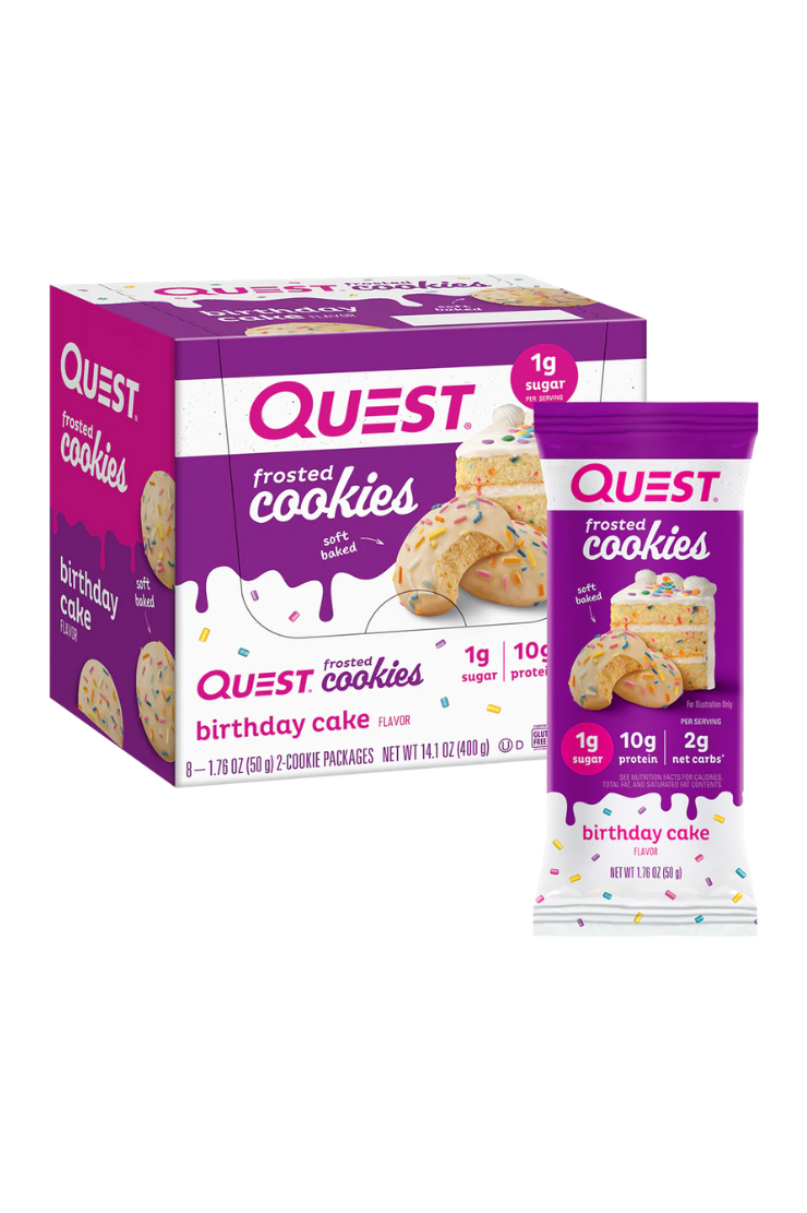 Quest Birthday Cake Frosted Cookies (8 x 50g)