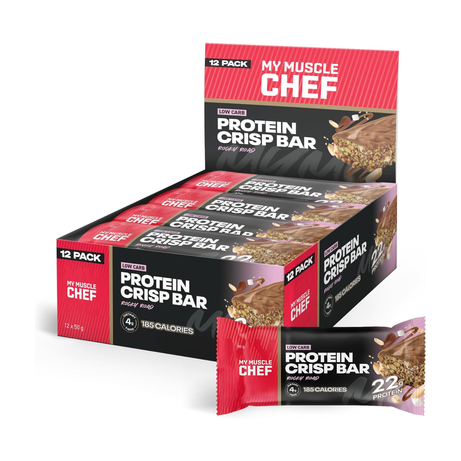Muscle Chef Protein Crisp Bar Rocky Road (12 x 50g)