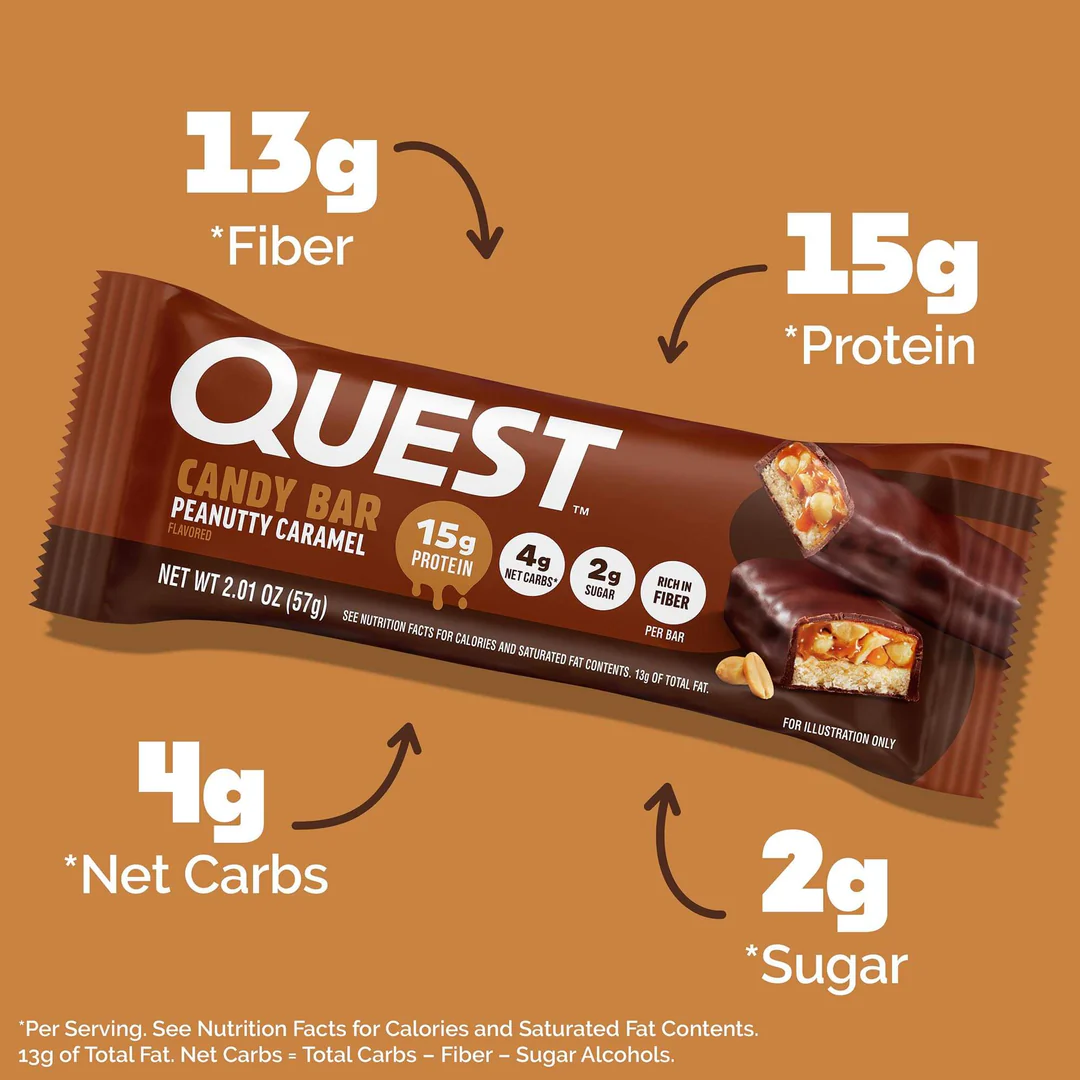 Quest Candy Bar - Peanutty Caramel (12 x 57g)