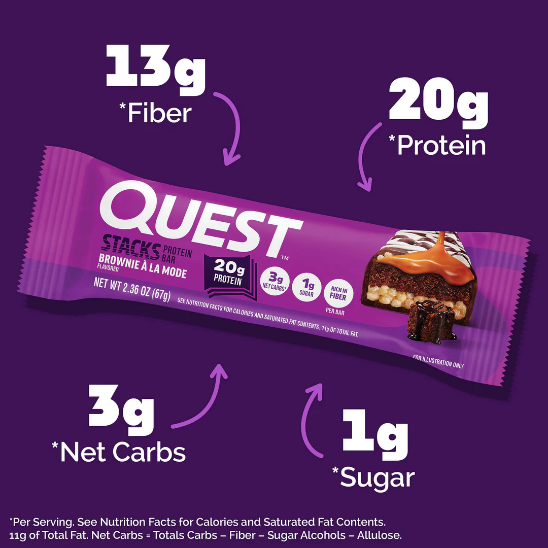 Quest Stack Protein Bars - Brownie a la Mode (12 x 67g)