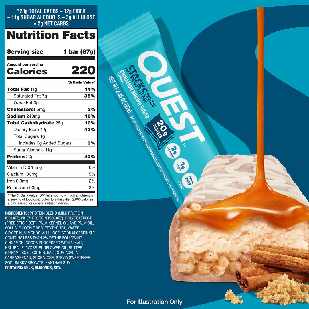 Quest Stack Protein Bars - Cinnamon Brown Sugar (12 x 67g)