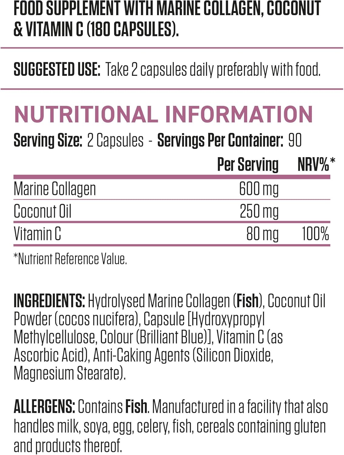 Applied Nutrition Collagen + Coconut 180 Capsules