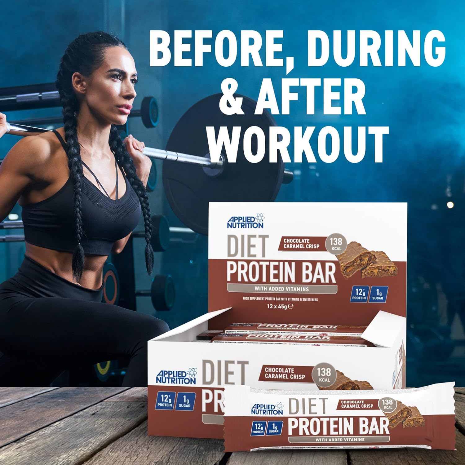 Applied Nutrition Diet Protein Bar Caramel Crispy (12 x 45g)