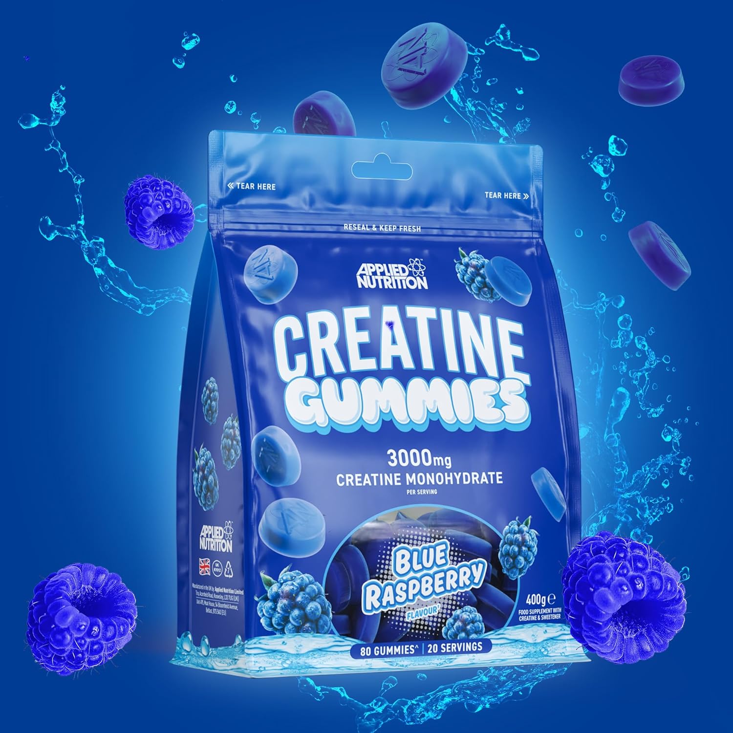 Applied Nutrition Creatine Monohydrate Gummies Blue Raspberry 80pc