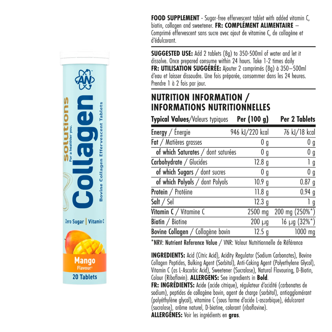 Applied Nutrition Collagen Effervescent Tablets - Mango 6 tubes