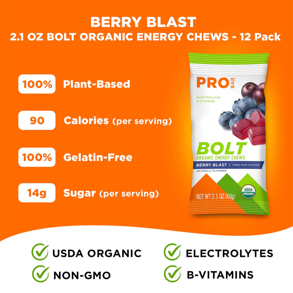 Probar Bolt Organic Energy Chews Berry Blast (12 x 60g)