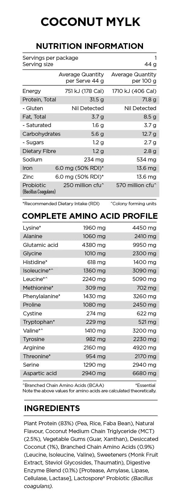 PranaOn Power Plant Protein Coconut Mylk 1.2kg