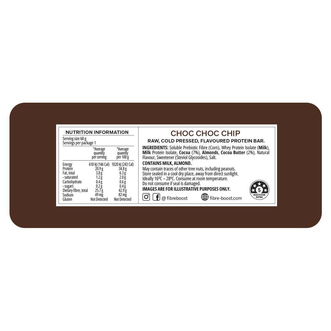 Fibre Boost Protein Bar - Choc Choc Chip (12 x 60g)