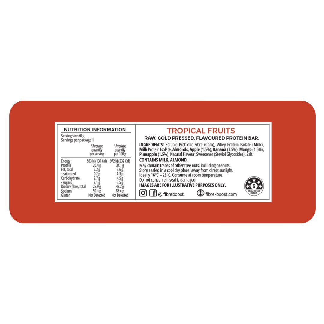 Fibre Boost Protein Bar - Tropical Fruits (12 x 60g)