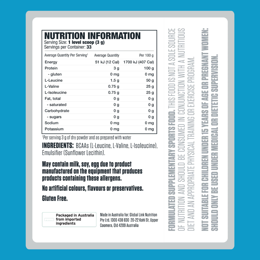 Genetix 100% Pure BCAA 250g Unflavoured
