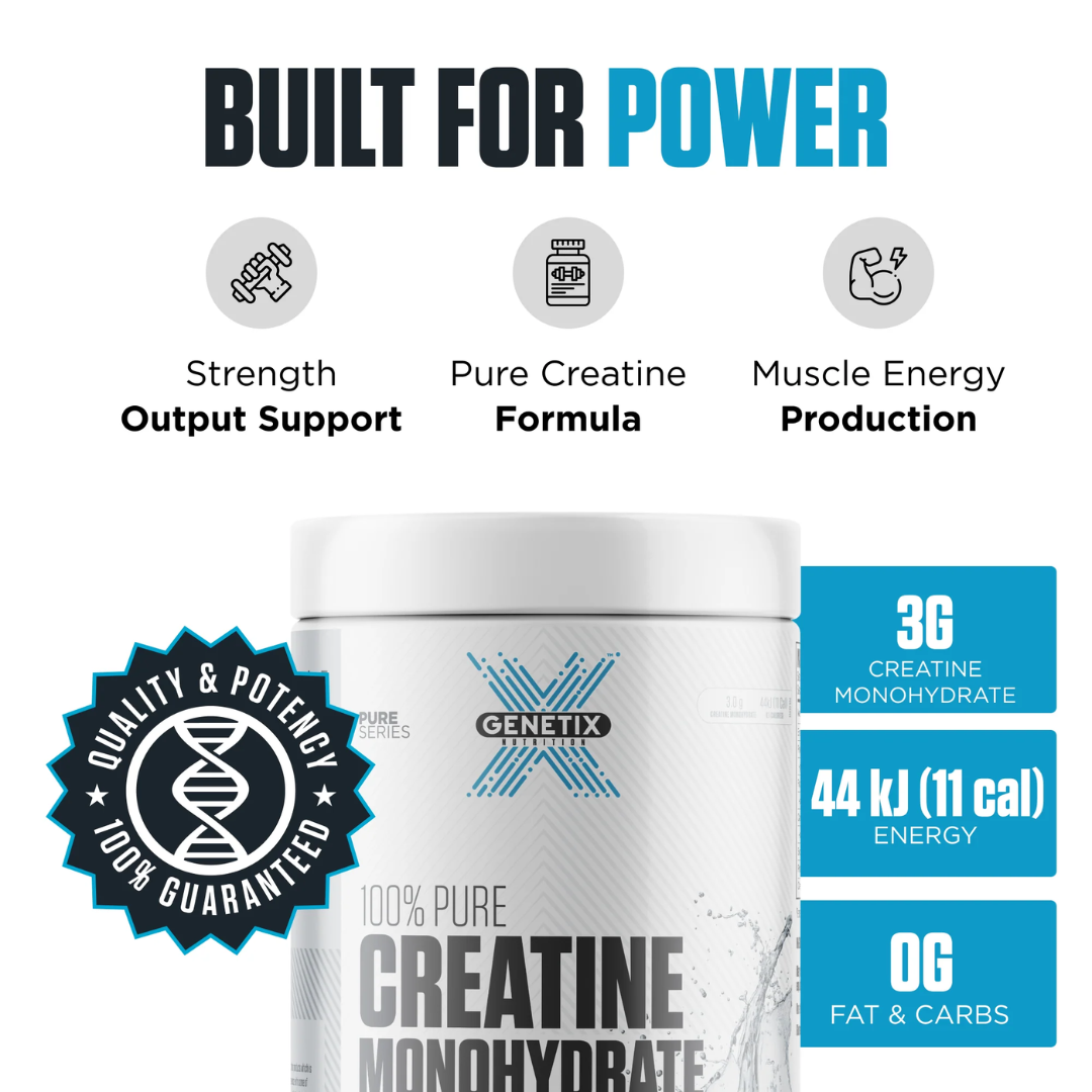 Genetix 100% Pure Creatine Monohydrate 500g Unflavoured