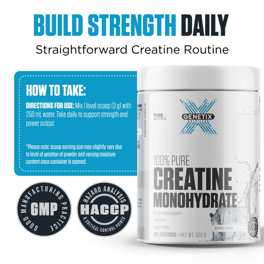 Genetix 100% Pure Creatine Monohydrate 500g Unflavoured