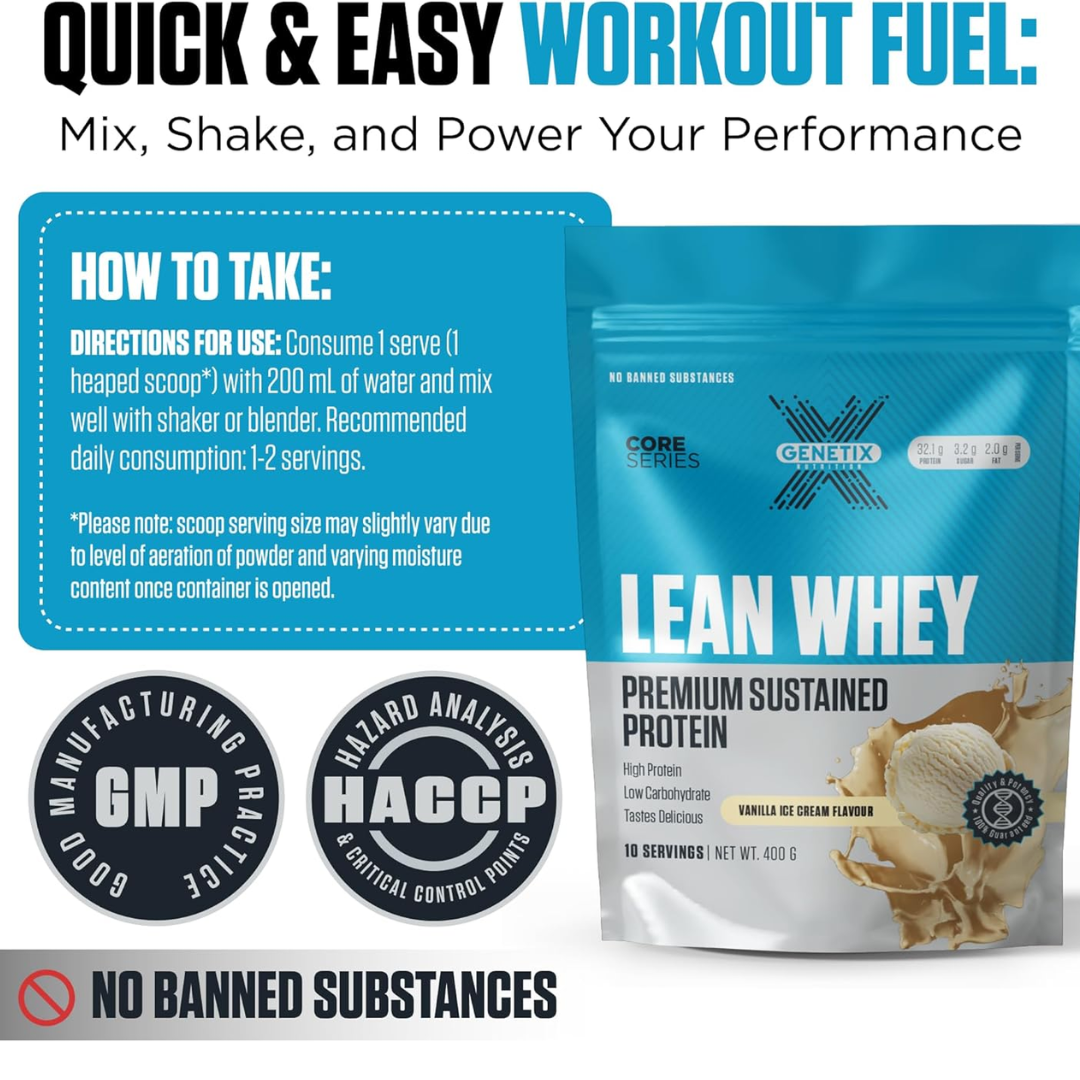 Genetix Premium Sustained Lean Whey Protein 400g Vanilla