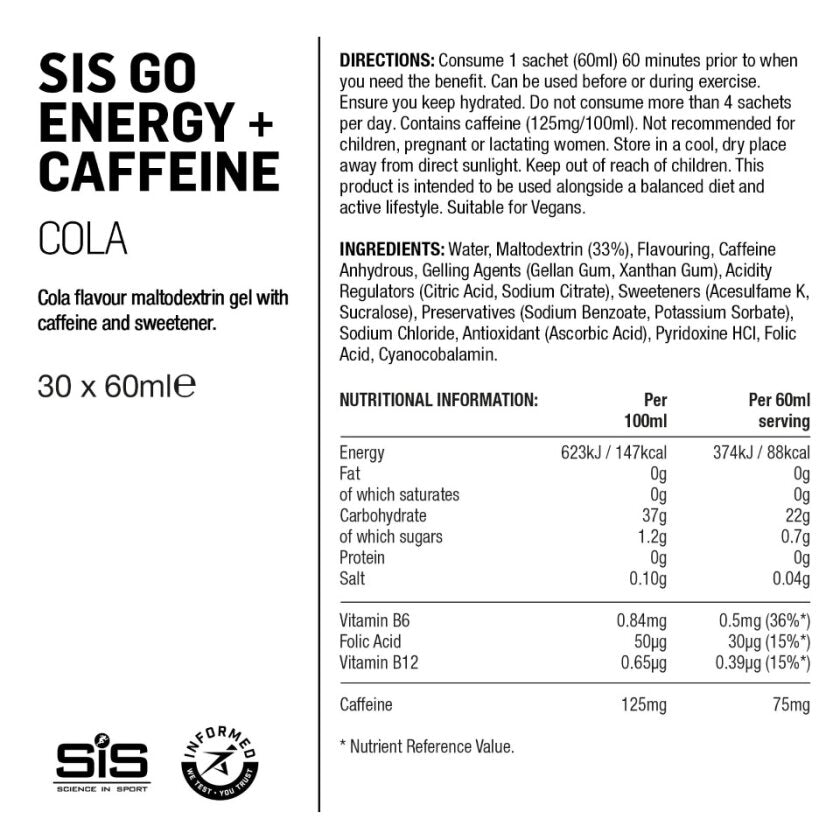 SiS GO + Caffeine Gel Cola (30 x 60ml)