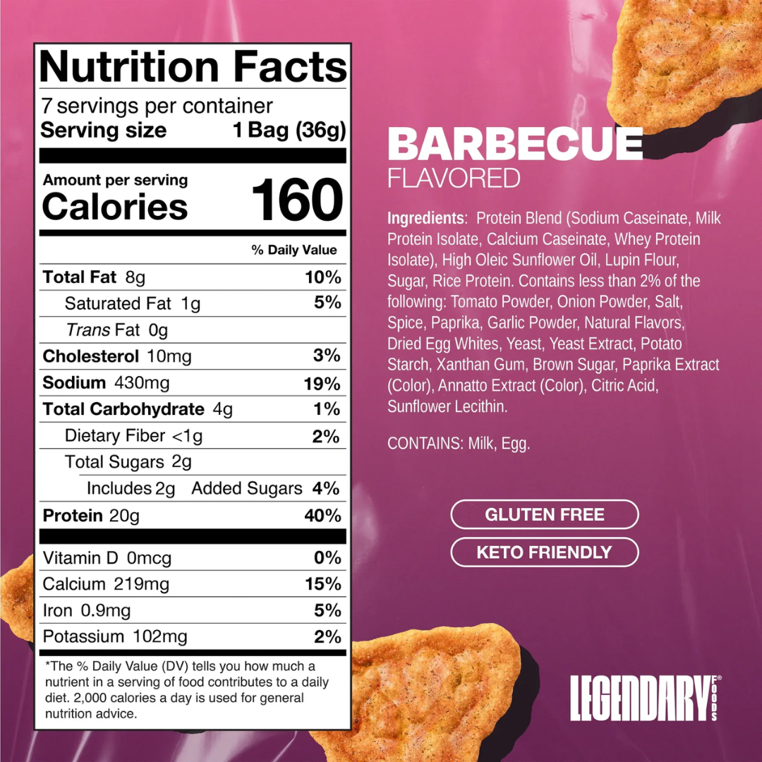 Legendary Protein Popped Chips High Protein BBQ (Box of 7 x 34g)