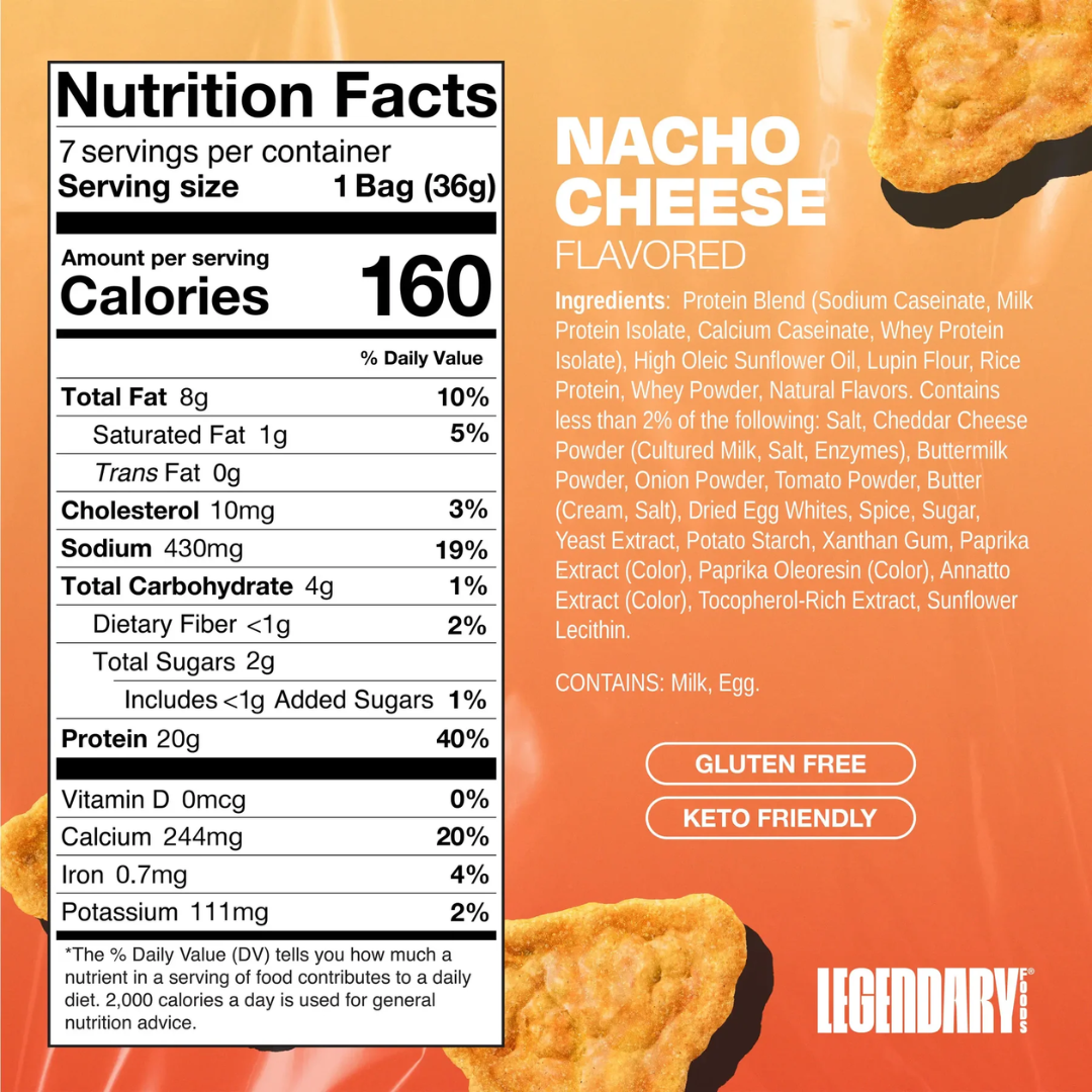 Legendary Protein Popped Chips High Protein Nacho Cheese (Box of 7 x 34g)