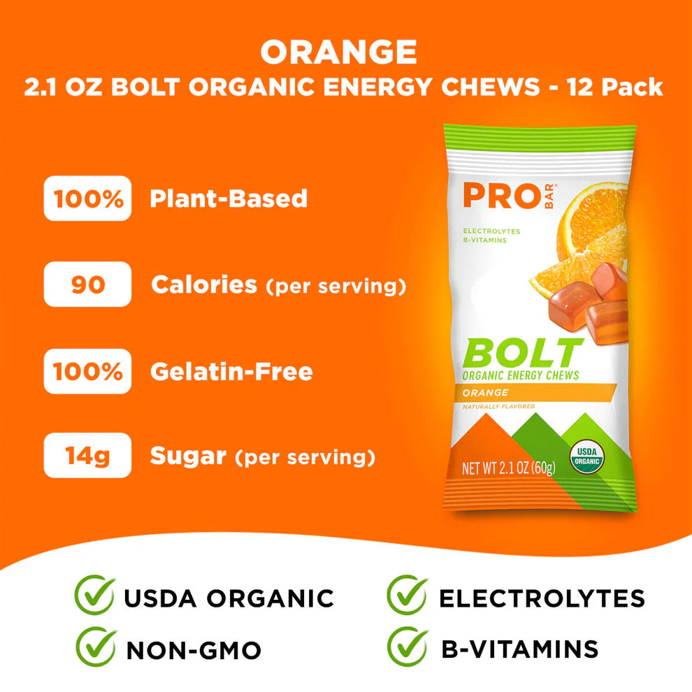 Probar Bolt Organic Energy Chews Orange (12 x 60g)