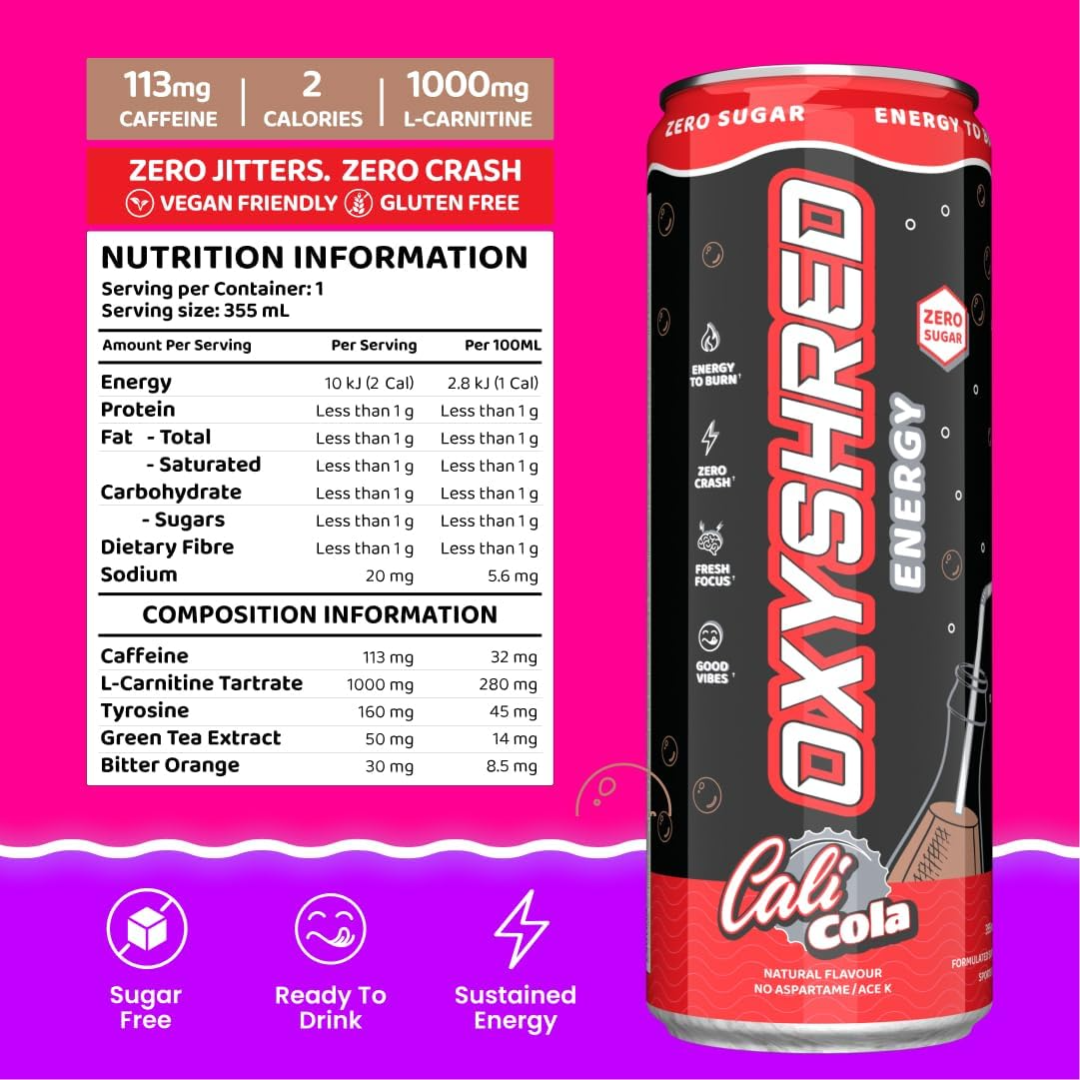 OxyShred Energy Drink RTD Cali Cola (12 cans x 355ml)
