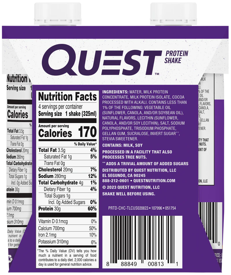 Quest Protein Chocolate Milkshake (12 x 325ml)