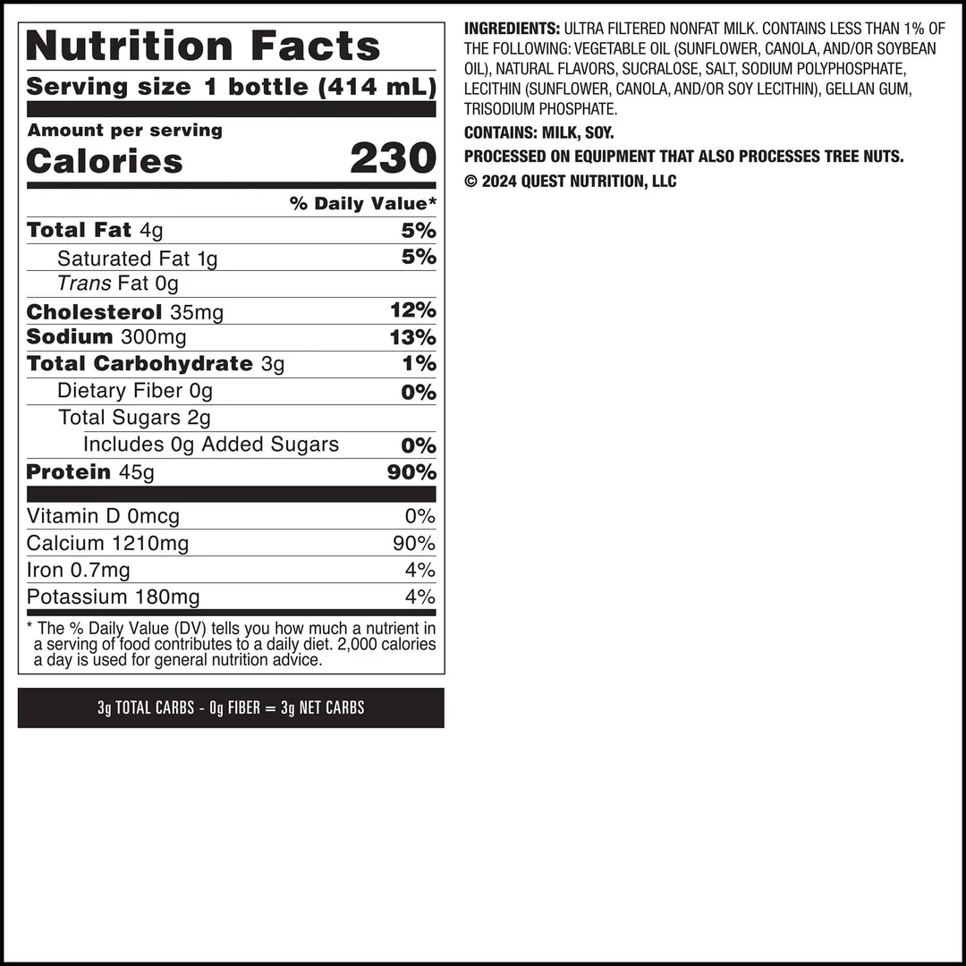 Quest 45g Vanilla Protein Milkshake (12 x 414ml)