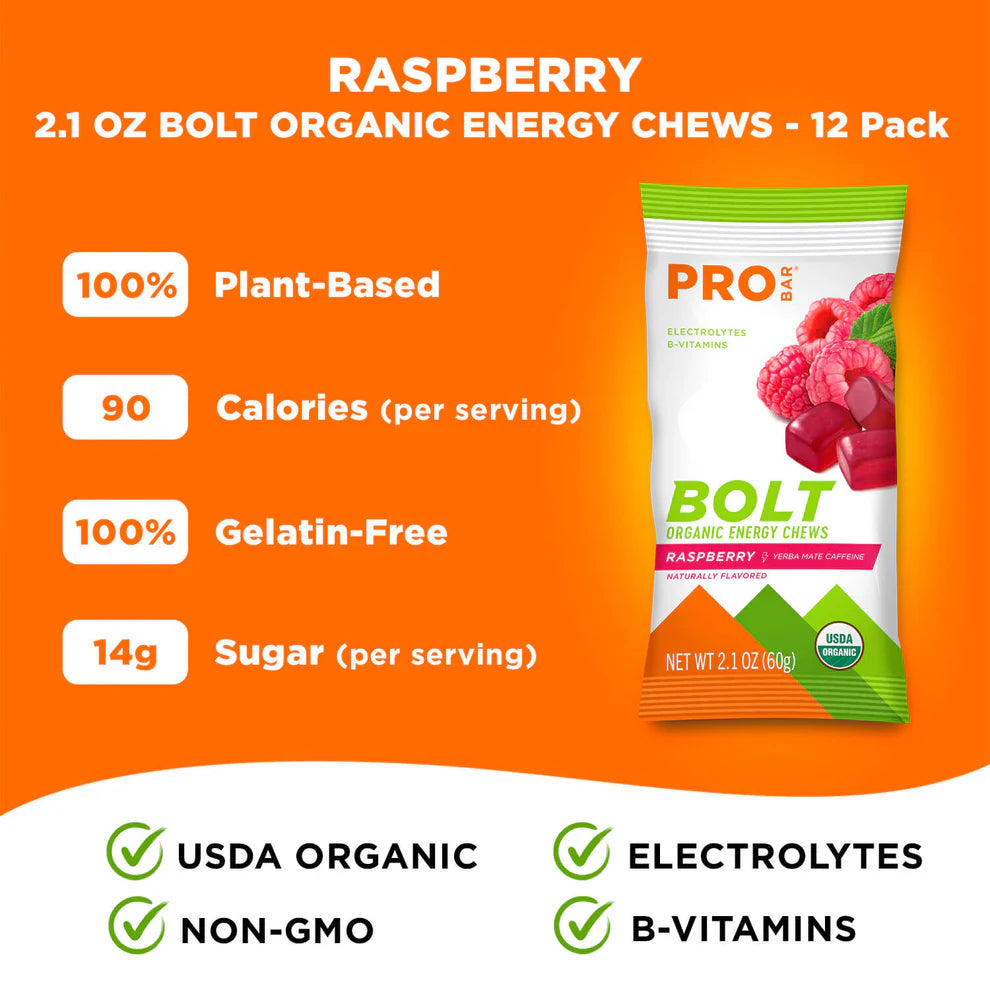 Probar Bolt Organic Energy Chews Raspberry (12 x 60g)