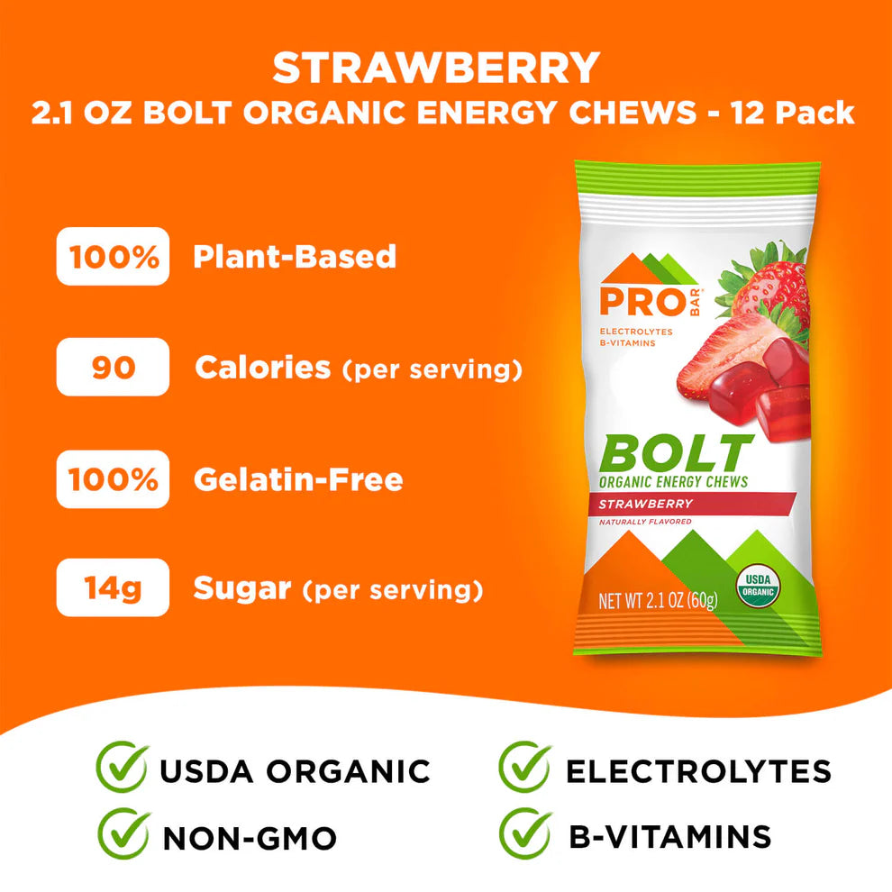 Probar Bolt Organic Energy Chews Strawberry (12 x 60g)